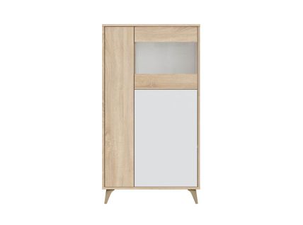 Vitrine Laura 3 Portes Avec Étagères L77 X H142cm -  Blanc / Bois