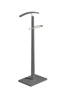 Valet De Nuit En Hêtre Massif Laqué Et Métal Chromé, Modèle Smart, Couleur Gris.