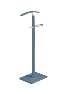 Valet De Nuit En Hêtre Massif Laqué Et Métal Chromé, Modèle Smart, Couleur Bleu.