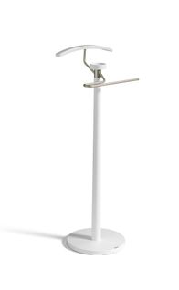 Valet De Nuit En Hêtre Massif Laqué Et Métal Chromé, Modèle Bold, Couleur Blanc.