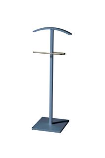 Valet De Nuit En Hêtre Massif Laqué Et Métal Chromé, Modèle Lines, Couleur Bleu.