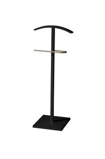 Valet De Nuit En Hêtre Massif Laqué Et Métal Chromé, Modèle Lines, Couleur Noir.