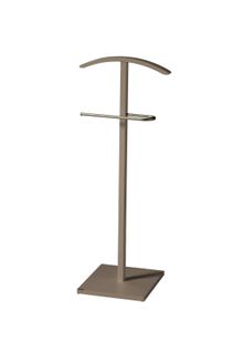 Valet De Nuit En Hêtre Massif Laqué Et Métal Chromé, Modèle Lines, Couleur Moka.