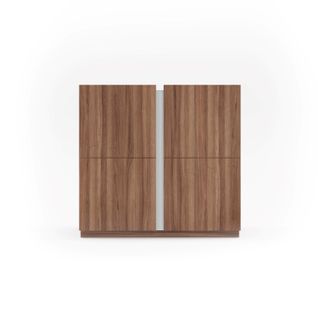 Meuble à Chaussures, Modèle Odda, Avec Deux Portes, En Couleur Noyer Et Blanc