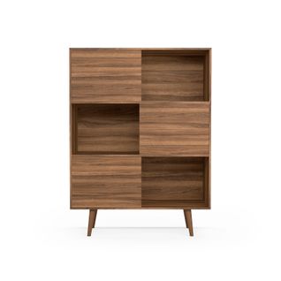 Buffet De La Collection Nordic (881), En Mélamine Et Pieds En Hêtre Massif. Noyer