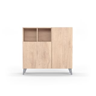 Meuble à Chaussures Modèle Oslo, Chêne Avec Pieds Gris.