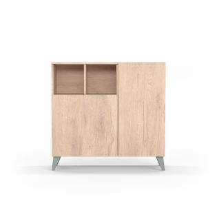 Meuble à Chaussures Modèle Oslo, Chêne Avec Pieds Verts.