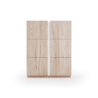 Meuble à Chaussures, Modèle Hessa, Avec Deux Portes, En Couleur Chêne Clair Et Blanc