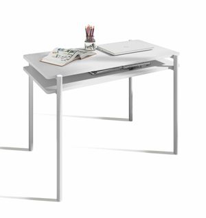 Bureau Fabriqué En Mélamine Et Métal, Modéle Levels En Couleur Blanc