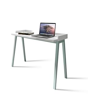 Bureau Fabriqué En Mélamine Et Hêtre Massif, Modéle Berlin En Couleur Blanc Et Vert