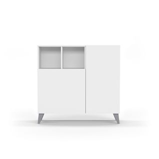 Meuble à Chaussures Modèle Oslo, Blanc Avec Pieds Gris.