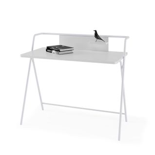 Bureau Fabriqué En Mélamine Et Métal, Modéle Klip En Couleur Blanc