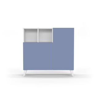 Meuble à Chaussures Modèle Oslo, Blanc Avec Portes Bleu.