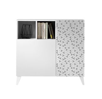 Meuble à Chaussures, Modèle Oslo Avec Sérigraphie Et 2 Portes, Blanc.