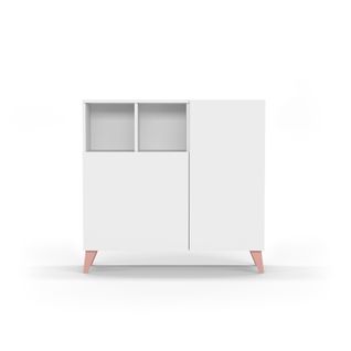 Meuble à Chaussures Modèle Oslo, Blanc Avec Pieds Rose.
