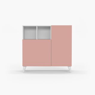 Meuble à Chaussures Modèle Oslo, Blanc Avec Portes Rose.