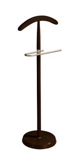 Valet De Nuit En Hêtre Massif Laqué Et Métal Chromé, Modèle Oxford, Couleur Wenge.