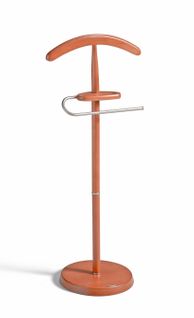 Valet De Nuit En Hêtre Massif Laqué Et Métal Chromé, Modèle Arbre, Couleur Cerisier.