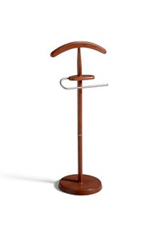 Valet De Nuit En Hêtre Massif Laqué Et Métal Chromé, Modèle Arbre, Couleur Mogano.