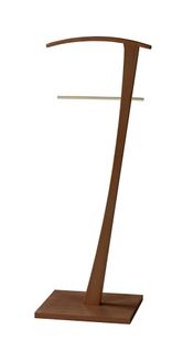 Valet De Nuit En Hêtre Massif Laqué Et Métal Chromé, Modèle Lindes, Couleur Noyer.