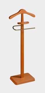 Valet De Nuit En Hêtre Massif Laqué Et Métal Chromé, Modèle Always, Couleur Cerisier.