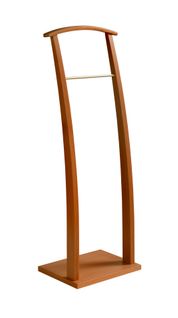 Valet De Nuit En Hêtre Massif Laqué Et Métal Chromé, Modèle Curves, Cerisier.