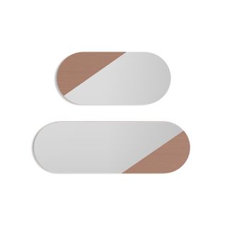 Lot De 2 Miroirs Ovales Herdasa Aire Noyer Clair 90x30x2 Cm Et 65x30x2 Cm