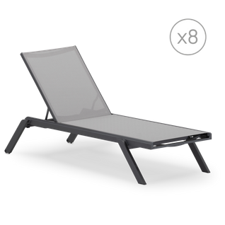 Pack De 8 Bains De Soleil De Jardin En Aluminium Anthracite - Santa Monica