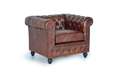 Fauteuil Chester 1 Place En Cuir - Marron - 72x96x86 Cm