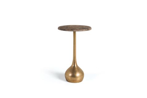 Table D'appoint Avec Plateau En Marbre Et Pied En Métal