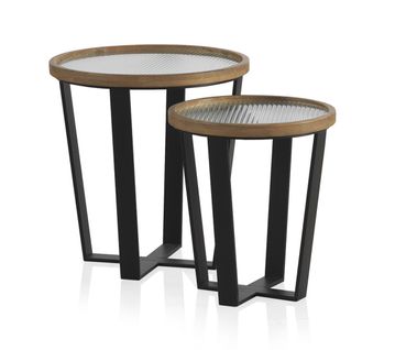 Lot De 2 Tables Basses Rondes Avec Verre