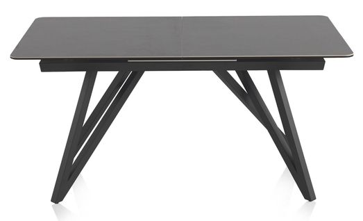 Table à Rallonge En Céramique Grise Avec Pieds En Métal 160/210x91