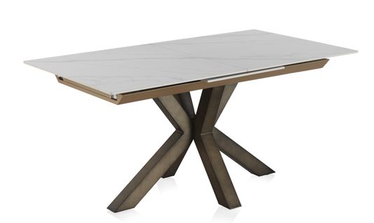 Table à Rallonge En Céramique Blanche 160/210x90