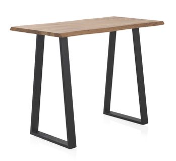 Table De Bar Haute 130x70 En Acacia Massif Avec Pieds En Métal Noir
