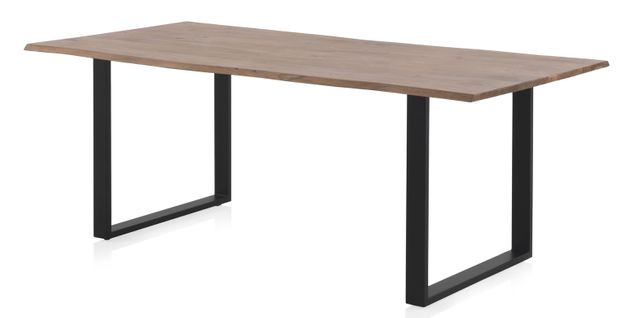 Table En Acacia Massif 200x100 Avec Pieds En Métal Noir