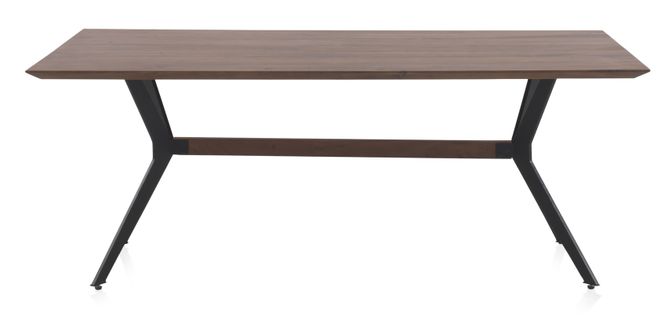 Table En Acacia Massif 200x100 Avec Pieds En Métal Noir