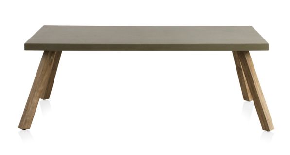 Table En Acacia Avec Plateau En Ciment Gris Clair 200x90 Cm