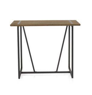 Table De Bar Haute 130x70 En Bois D'épicéa Avec Pieds En Métal Noir