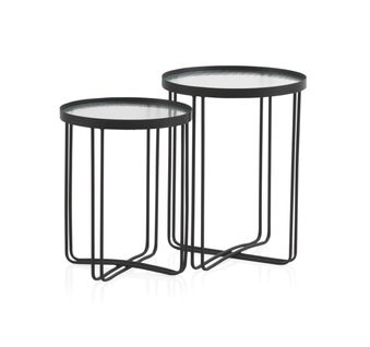 Lot De 2 Tables D'appoint En Métal Avec Verre