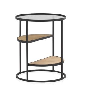 Table D'appoint En Métal Avec Bois Et Verre