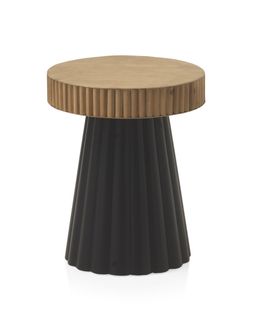 Table D'appoint En Métal Noir Et Bois Naturel