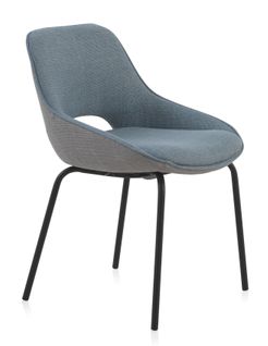 Lot De 4 Chaises Tapissées Bicolores Bleu Et Gris