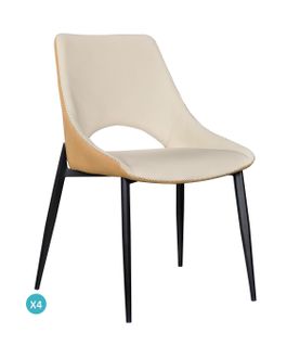 Lot De 4 Chaises Bicolores Beiges/moutarde