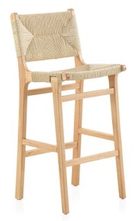 Lot De 2 Tabourets En Hévéa Avec Assise Et Dossier Tressés
