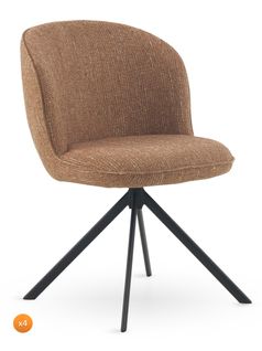 Lot De 4 Chaises Capitonnées En Tweed Chiné Terracotta