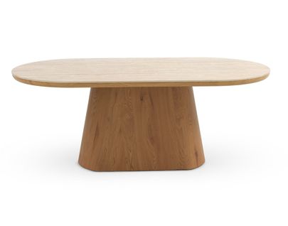 Table De Salle à Manger Ovale En Placage De Chêne Avec Plateau Céramique En Marbre Travertin