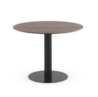 Table En Mélamine Noyer 100 De Diamètre, Pied En Métal Noir