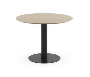 Table En Mélamine Frêne 100 Diamètre, Pied En Métal Noir