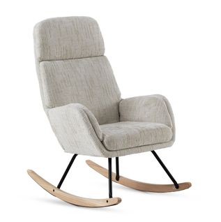 Fauteuil à Bascule Tapissé En Chenille Blanche