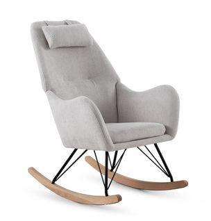 Fauteuil à Bascule Tapissé En Chenille Blanche